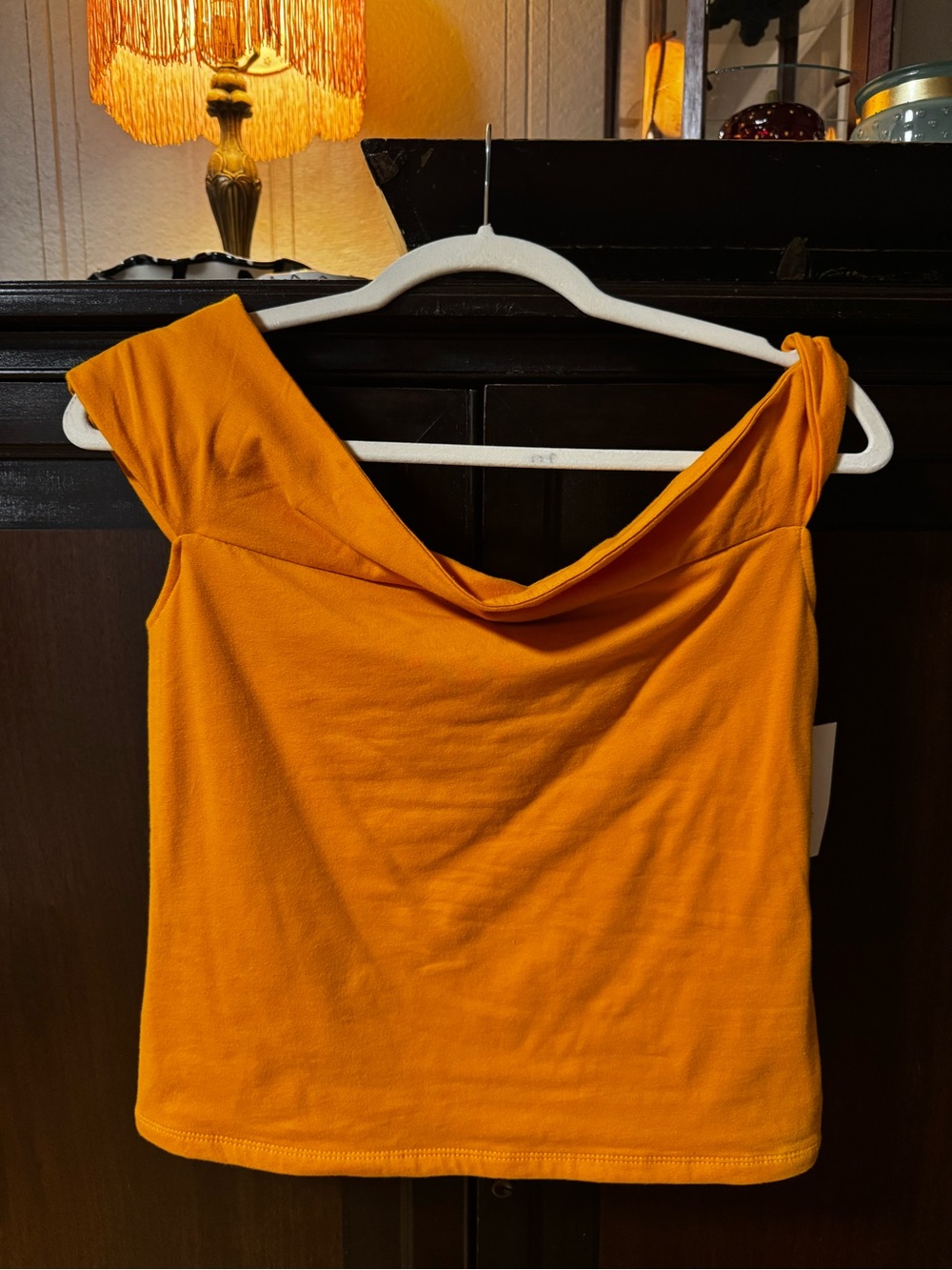 a new day Orange Off-Shoulder Tank Top